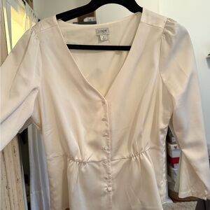 J. Crew Women's Cream Satin Blouse